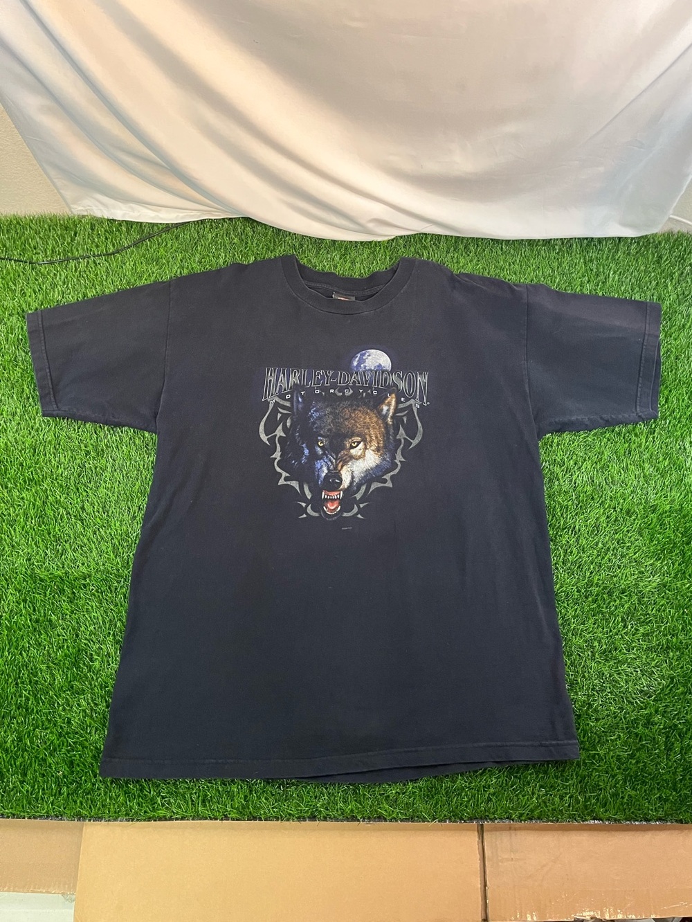 SUNBAKED VTG Y2K 2004 Harley Davidson Wolf Canada Black T-Shirt Mens Size 2XL